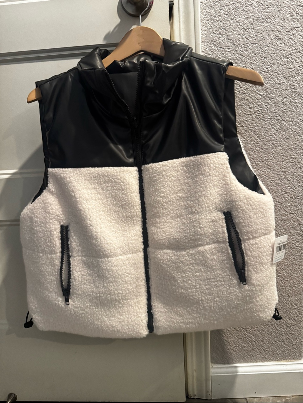 Black & White Sherpa Puffer Vest